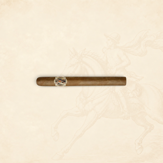 Arcadia Cigars AVO XO Preludio Corona Larga cigar with Ecuadorian Connecticut wrapper on a textured background.
