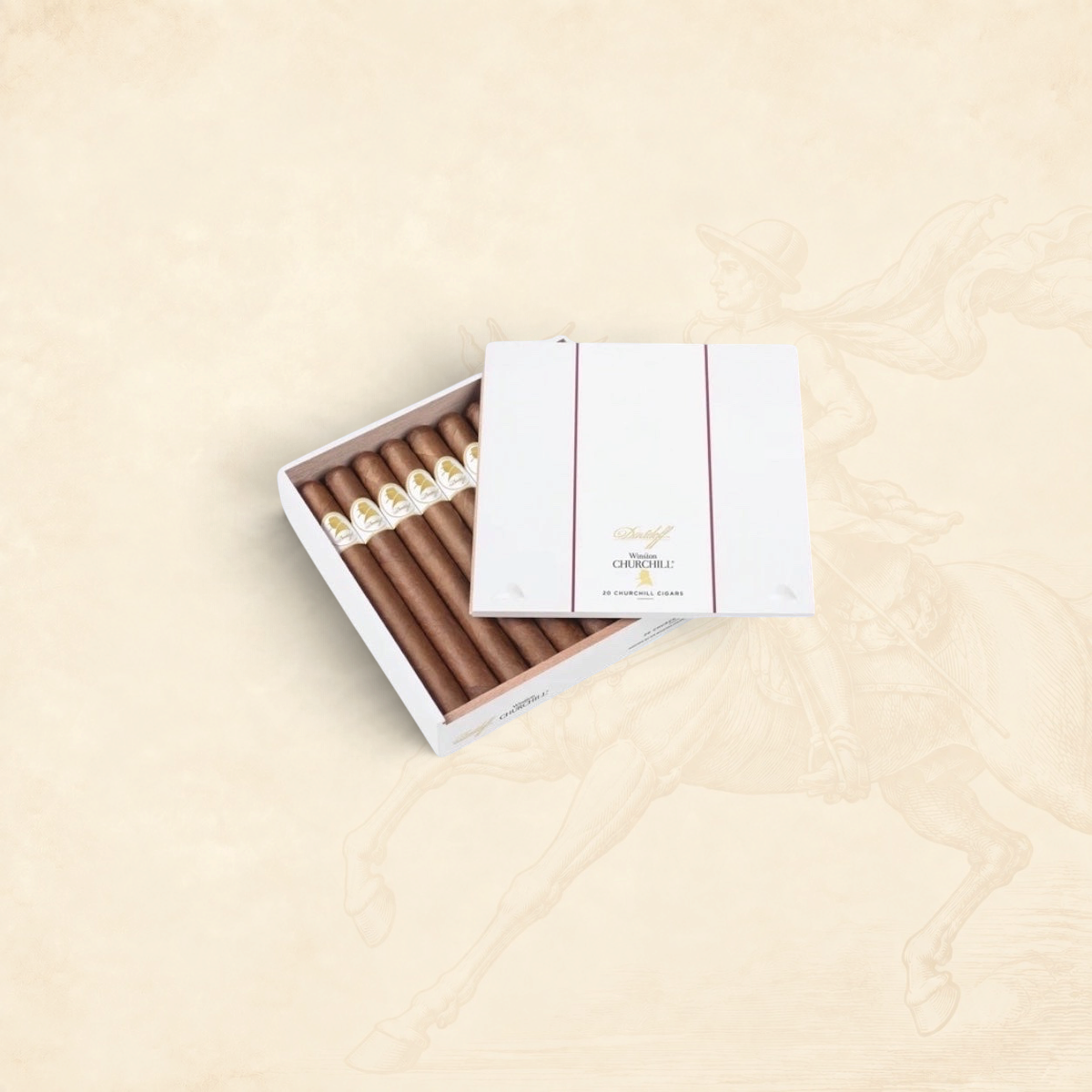 Arcadia Cigars Davidoff Winston Churchill cigar box containing premium hand-rolled cigars with Ecuadorian Habano wrapper