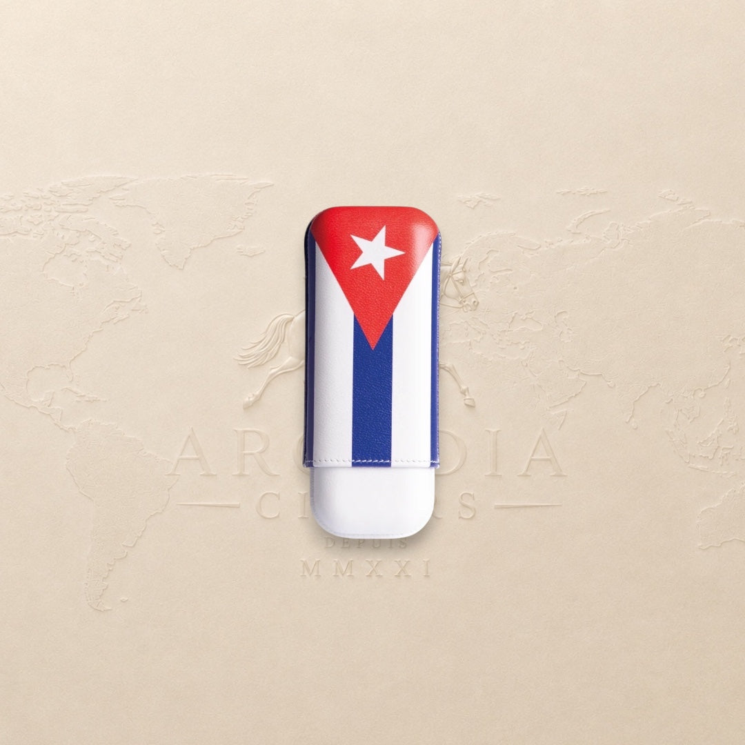 Elle Blue Cuban Flag Cigar Case – 2 Cigars Caliber 27