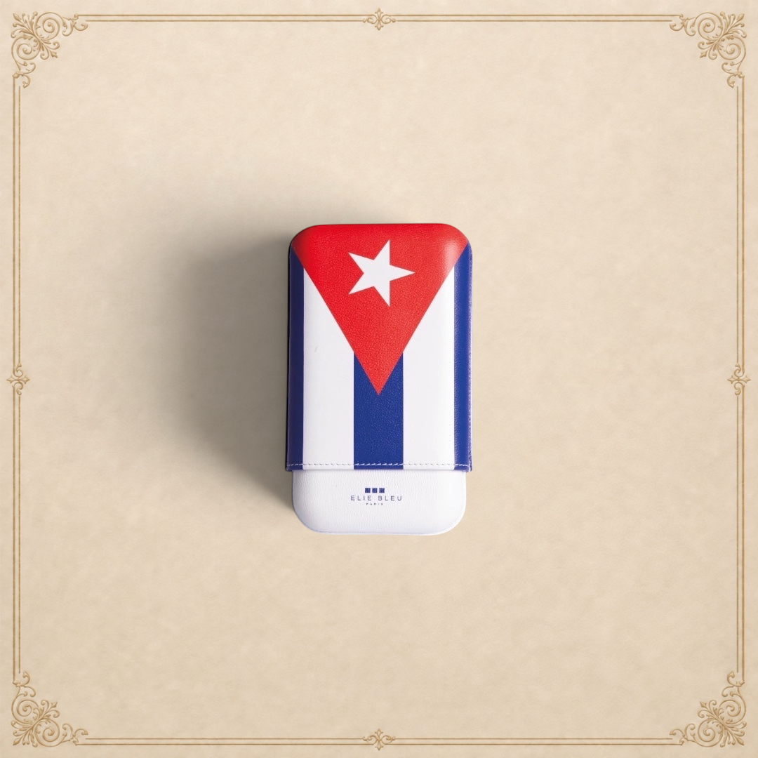 Elle Blue Cuban Flag Cigar Case – 3 Cigars Caliber 27