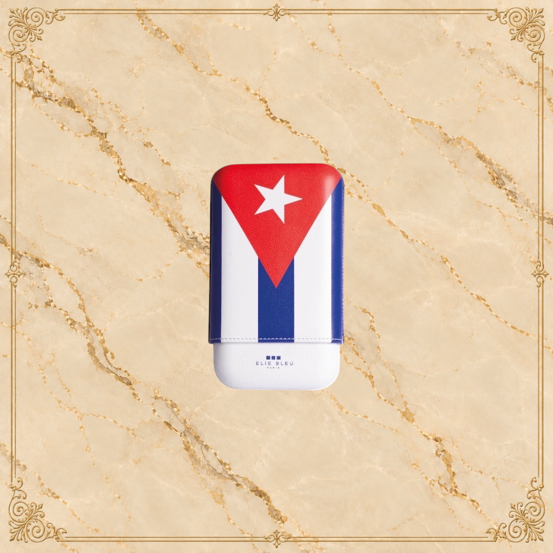 Elle Blue Cuban Flag Cigar Case – 3 Cigars Caliber 27