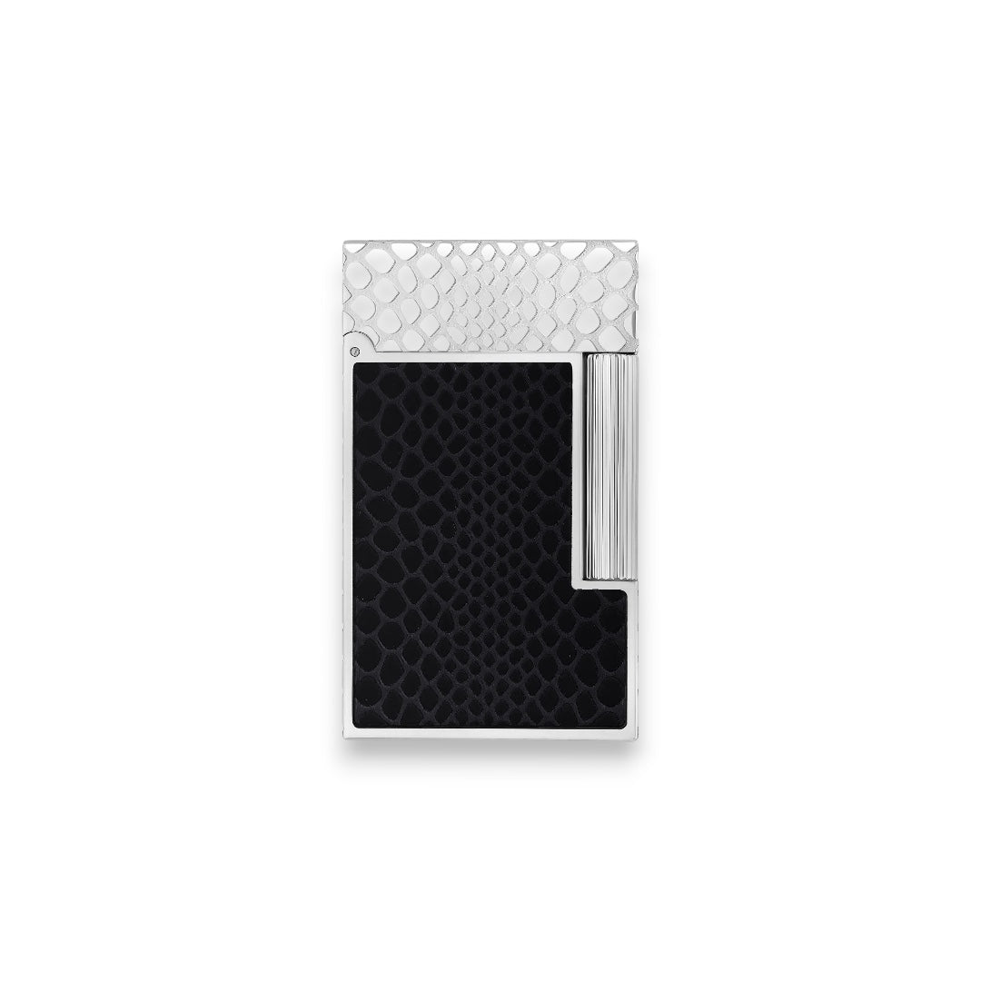 Guilloche Under Lacquer Lighter Snake Skin Black