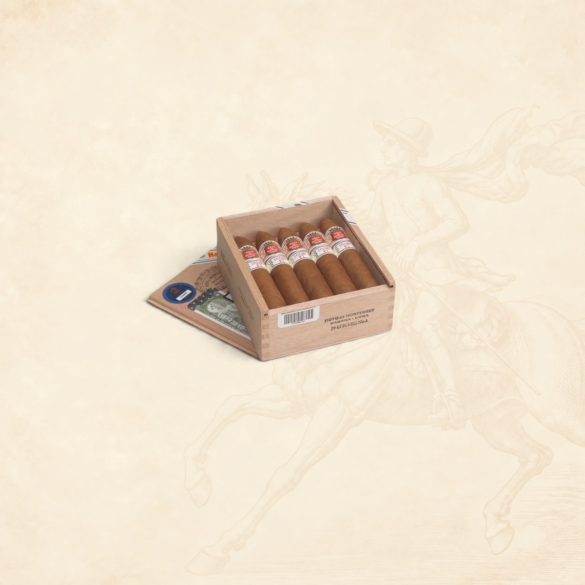 Arcadia Cigars Hoyo De Monterrey Epicure No. 3 box containing five premium light-bodied Coronas Gordas cigars