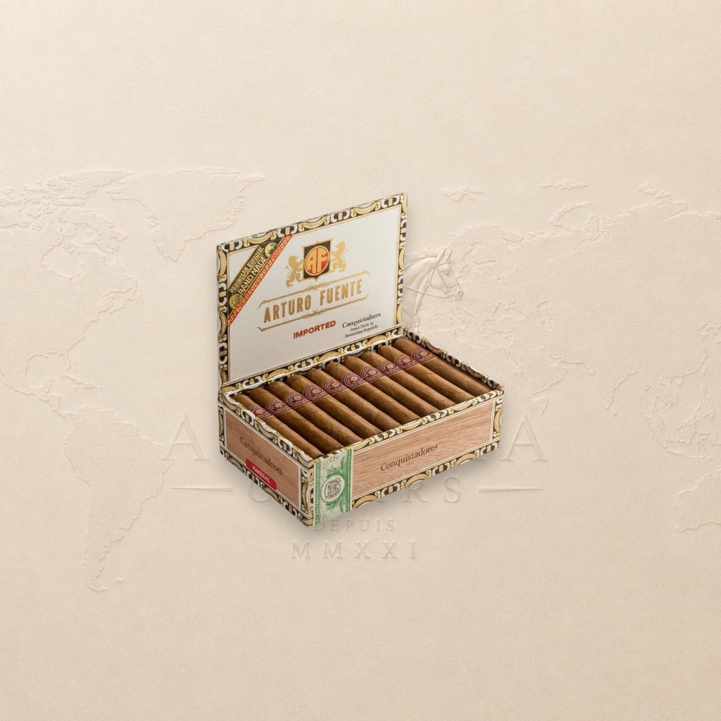 Arcadia Cigars Arturo Fuente Especiales Cazadores box of 10 Dominican cigars with Ecuadorian Habano wrappers.
