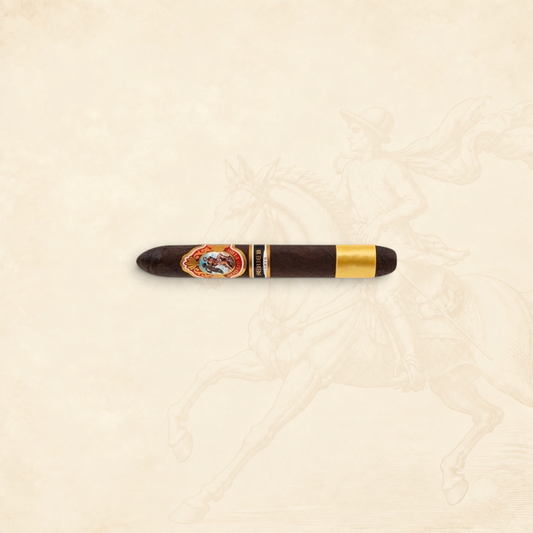 Arcadia Cigars God of Fire Serie B Diademas 56 cigar with dark wrapper and ornate gold and red bands