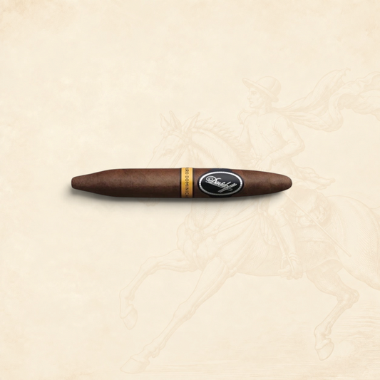 Arcadia Cigars Davidoff Puro Dominicano Perfecto cigar with a tapered shape on a textured cream background