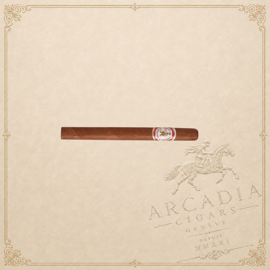 Arcadia Cigars Hoyo de Monterrey Double Coronas Cuban cigar, light to medium strength, 7.6" long.