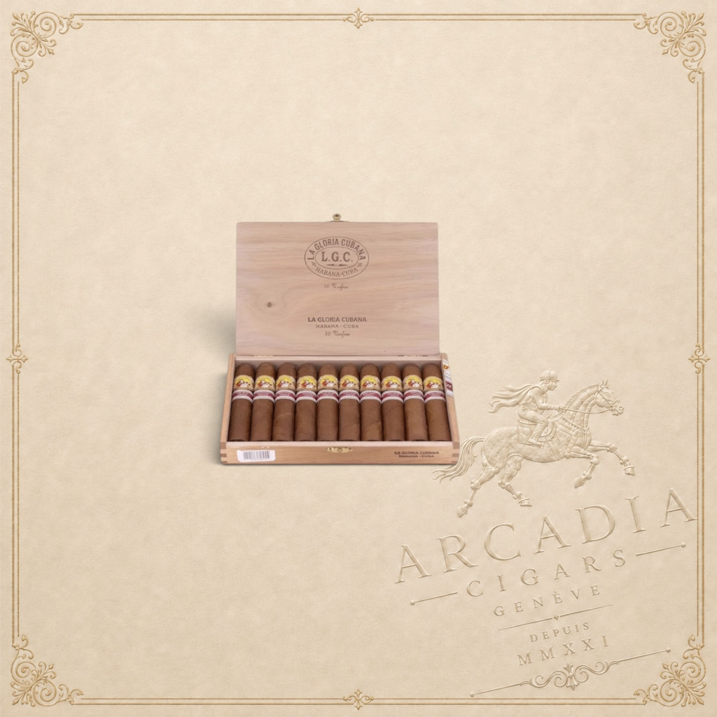 Arcadia Cigars La Gloria Cubana Unifree 2018 box of 10 medium-bodied Cuban cigars, Robusto Extra format.