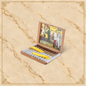 Arcadia Cigars Aladino Corojo Reserva Figurado box-pressed cigars in a wooden box with vintage label art