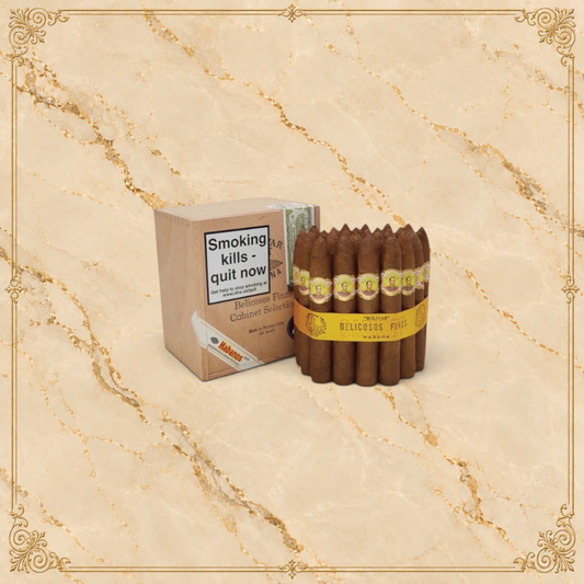 Arcadia Cigars Bolivar Belicosos Finos cabinet of full-bodied Cuban cigars with signature yellow bands
