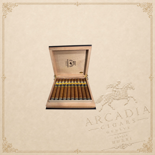 Arcadia Cigars Cohiba Ideales 2021 Collection Book humidor filled with premium cigars in a wooden box