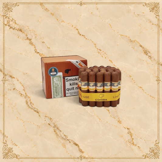 Arcadia Cigars Cohiba Medio Siglo petit robusto cigars in a wooden box with yellow branding and signature bands