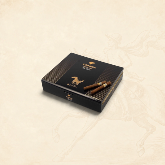 Arcadia Cigars Cohiba Short Year of the Horse 2026 limited edition box with two cigarillos on a beige background.