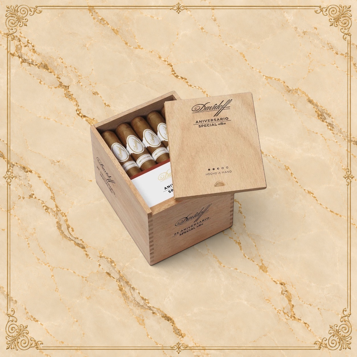 Arcadia Cigars Davidoff Aniversario Special R Robusto cigars in a wooden box with Connecticut Ecuador wrappers
