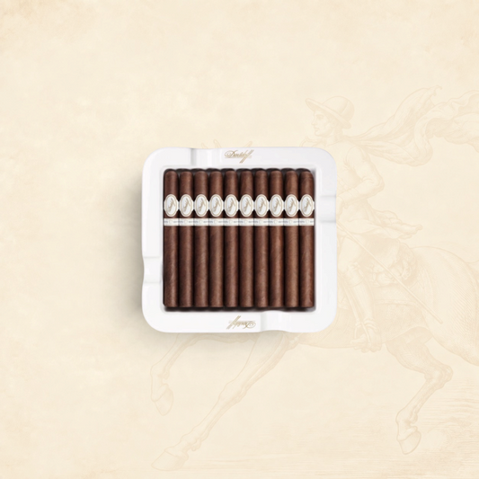 Arcadia Cigars Davidoff Chefs Edition 2021 toro cigars arranged in a white branded ceramic ashtray