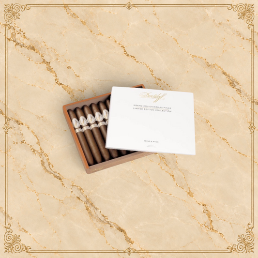 Arcadia Cigars Davidoff Limited Edition Grand Cru Diademas 2024 cigars in a wooden box with a branded presentation lid.