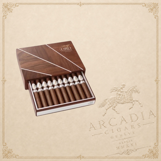 Arcadia Cigars Davidoff Oro Blanco Special Release 111 luxury cigars in a premium wooden sliding presentation case