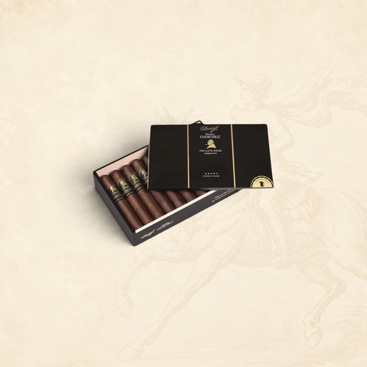 Arcadia Cigars Davidoff Winston Churchill The Late Hour Robusto cigars in a black presentation box