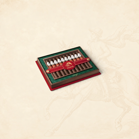 Arcadia Cigars Davidoff Year of the Horse 2026 limited edition Toro cigars in a premium green and red presentation box.