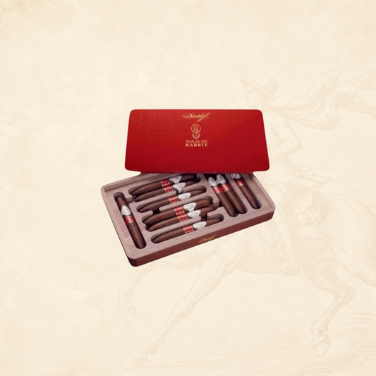 Arcadia Cigars Davidoff Year of the Rabbit 2023 limited edition perfecto cigars in a red wooden presentation box