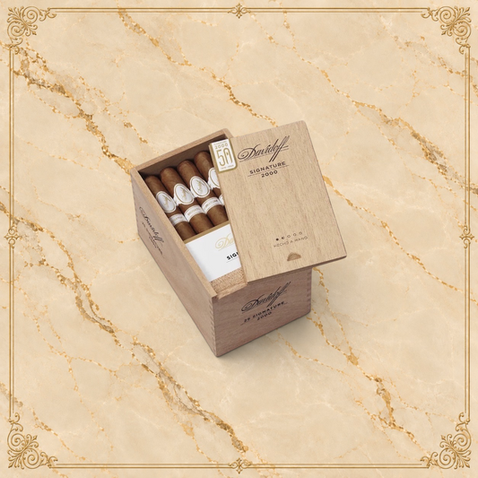 Arcadia Cigars Davidoff Signature Tubos 2000 cigars in a wooden box with 50th anniversary branding
