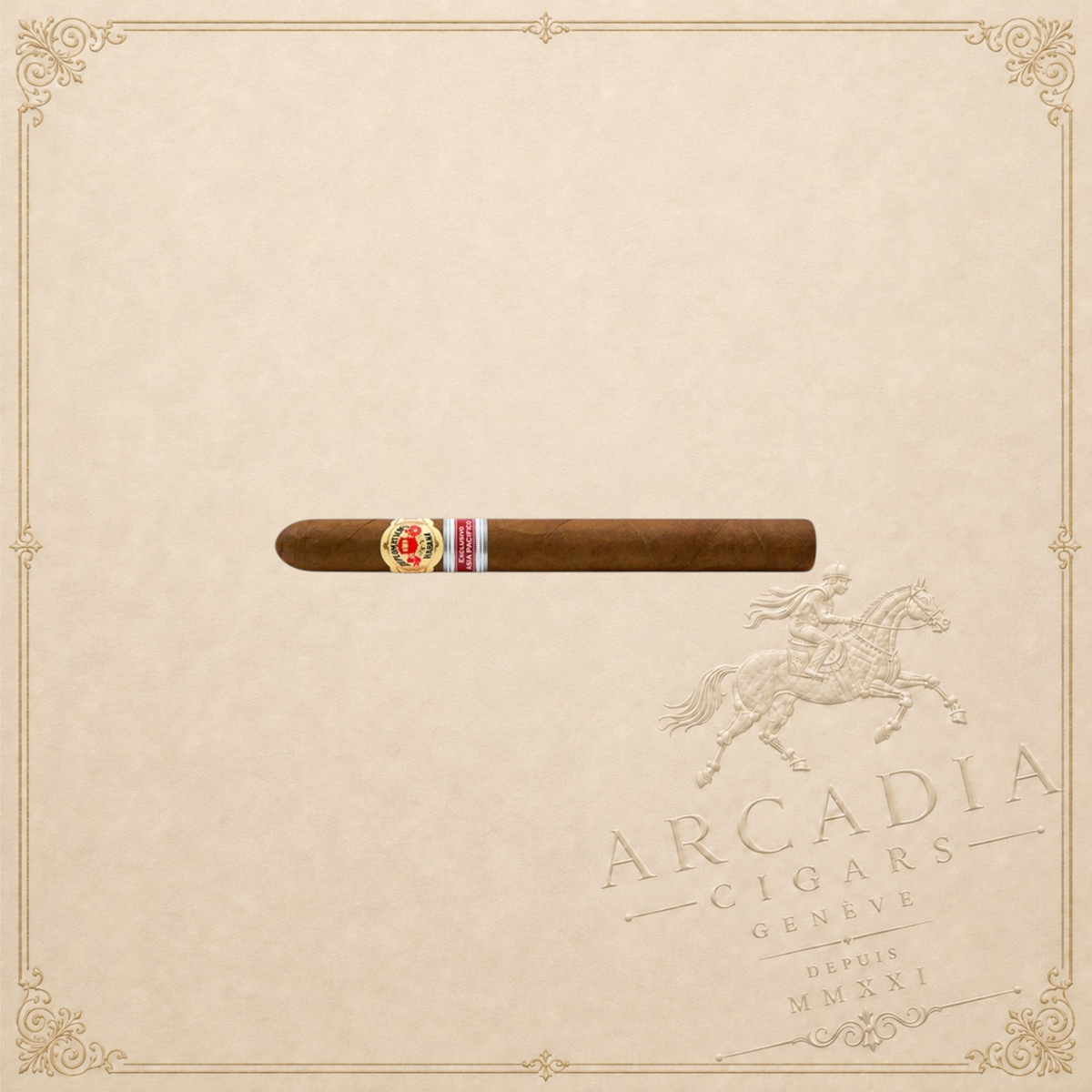 Arcadia Cigars Diplomaticos Bushido 2014 Asia Pacifico cigar with ornate band on a textured world map background