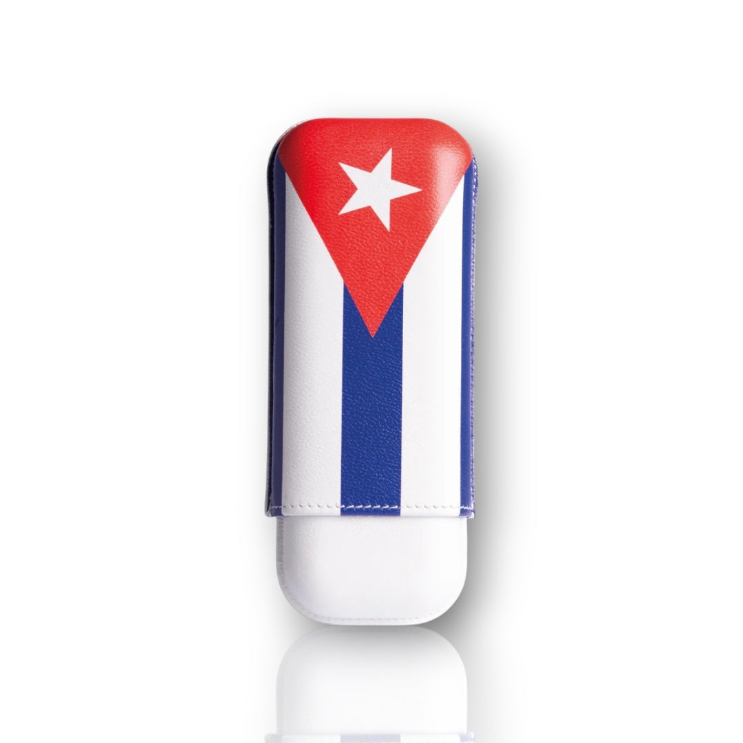 Elle Blue Cuban Flag Cigar Case – 2 Cigars Caliber 27