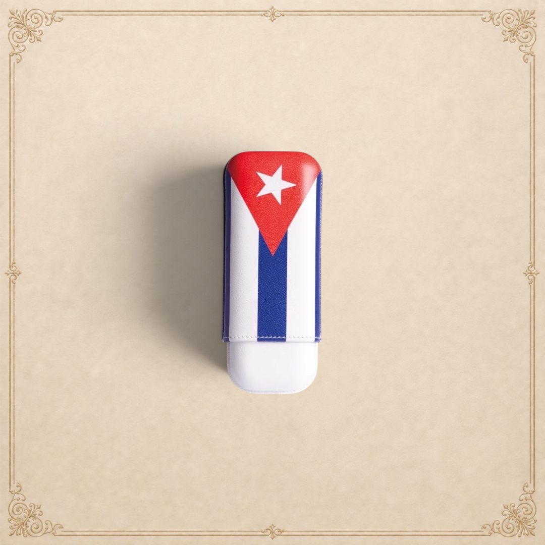 Elle Blue Cuban Flag Cigar Case – 2 Cigars Caliber 27