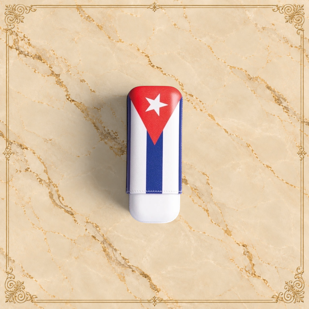 Elle Blue Cuban Flag Cigar Case – 2 Cigars Caliber 27