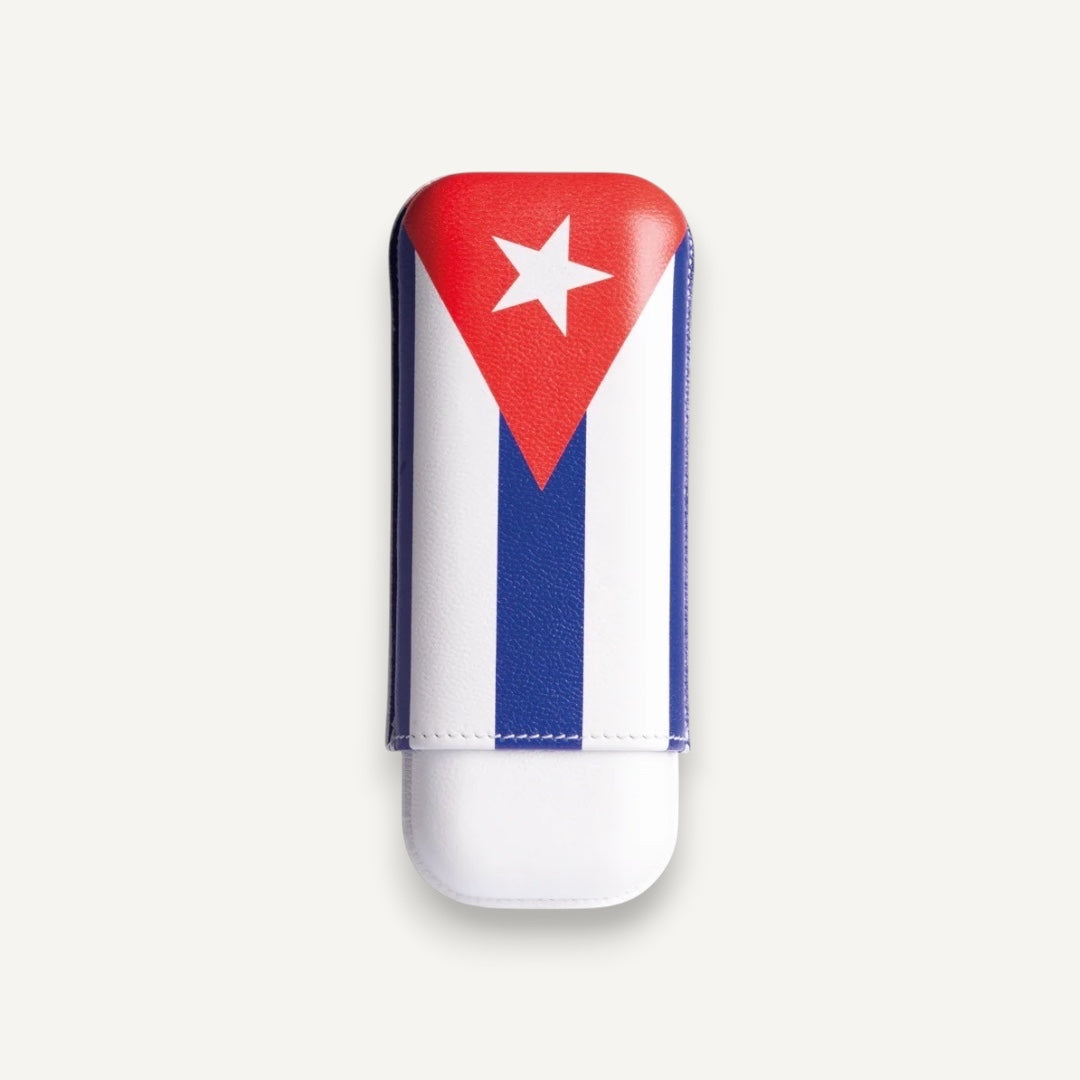 Elle Blue Cuban Flag Cigar Case – 2 Cigars Caliber 27