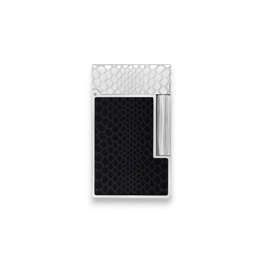 Guilloche Under Lacquer Lighter Snake Skin Black