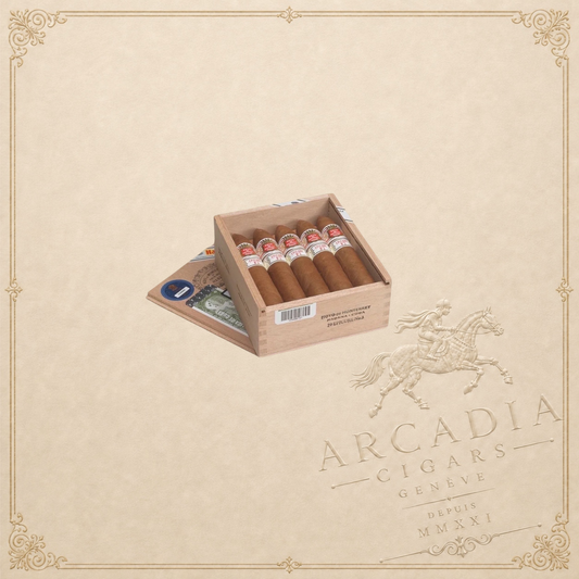 Arcadia Cigars Hoyo De Monterrey Epicure No. 3 box containing five premium light-bodied Coronas Gordas cigars