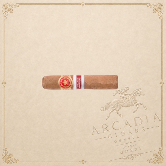 Arcadia Cigars Juan Lopez Chiado 1864-2014 cigar with red and gold bands, a limited edition Portugal regional release.