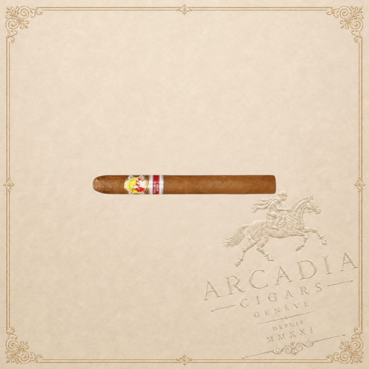 Arcadia Cigars La Gloria Cubana Triunfos 2010 Suiza petit robusto cigar with detailed band on a textured background