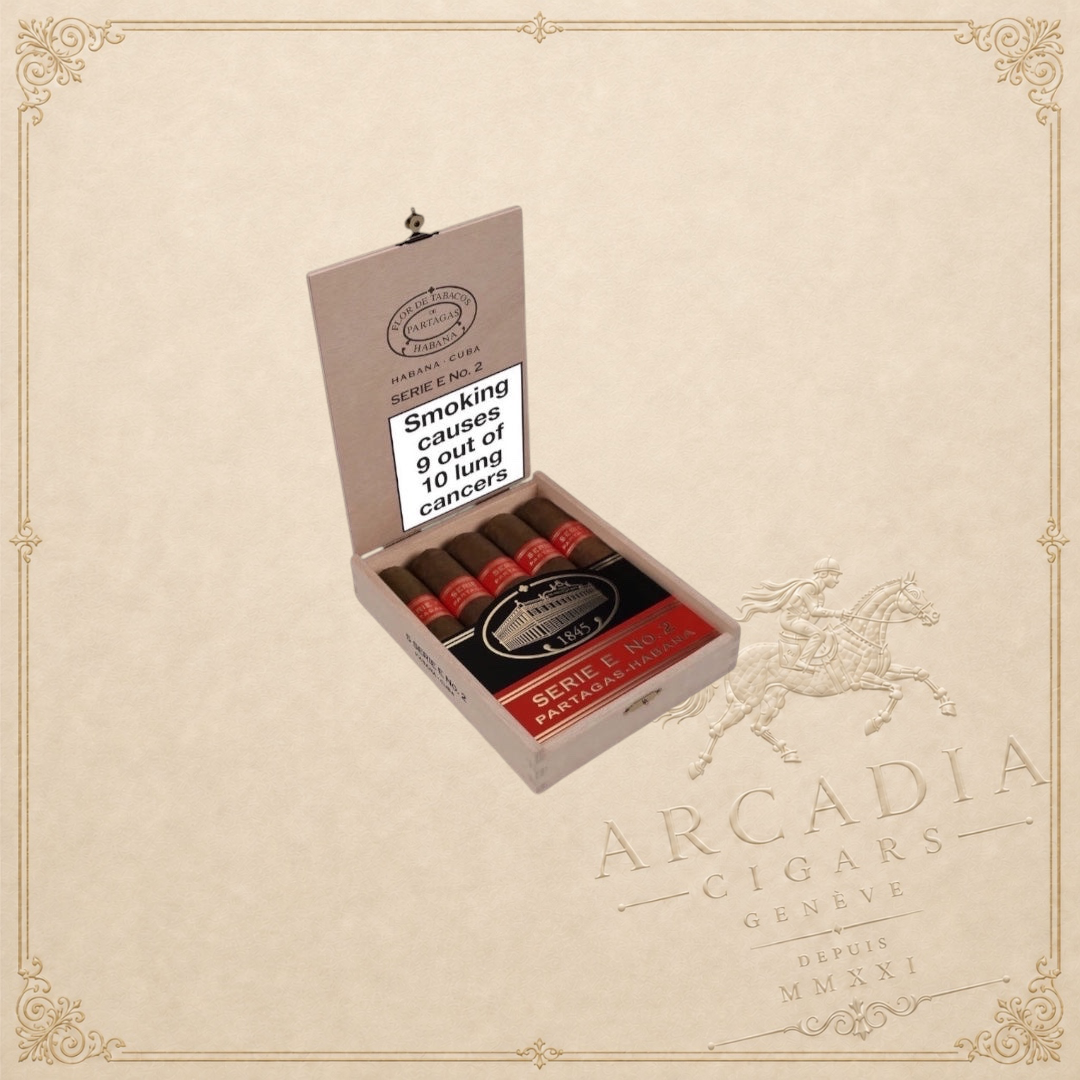 Partagás Serie E No. 2 Pack of 5 Cuban cigars. Full-bodied Habanos with cedar, spice, coffee and dark chocolate notes.