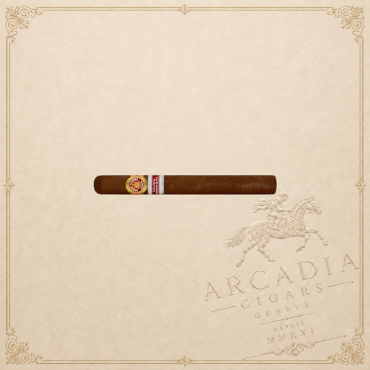 Arcadia Cigars Ramon Allones Gladiator 2010 Andino double robusto cigar with dark wrapper on a textured background