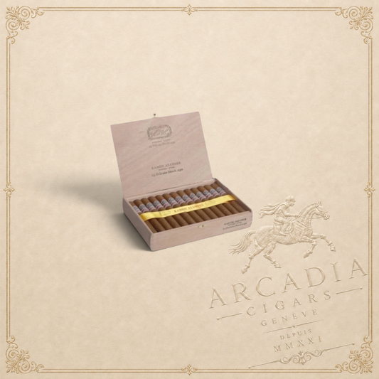 Arcadia Cigars Ramon Allones Private Stock 230 UK Regional Edition cigar box with double robusto cigars