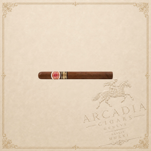 Arcadia Cigars Romeo y Julieta Tacos 2018 Limited Edition cigar with red and gold bands on a textured background