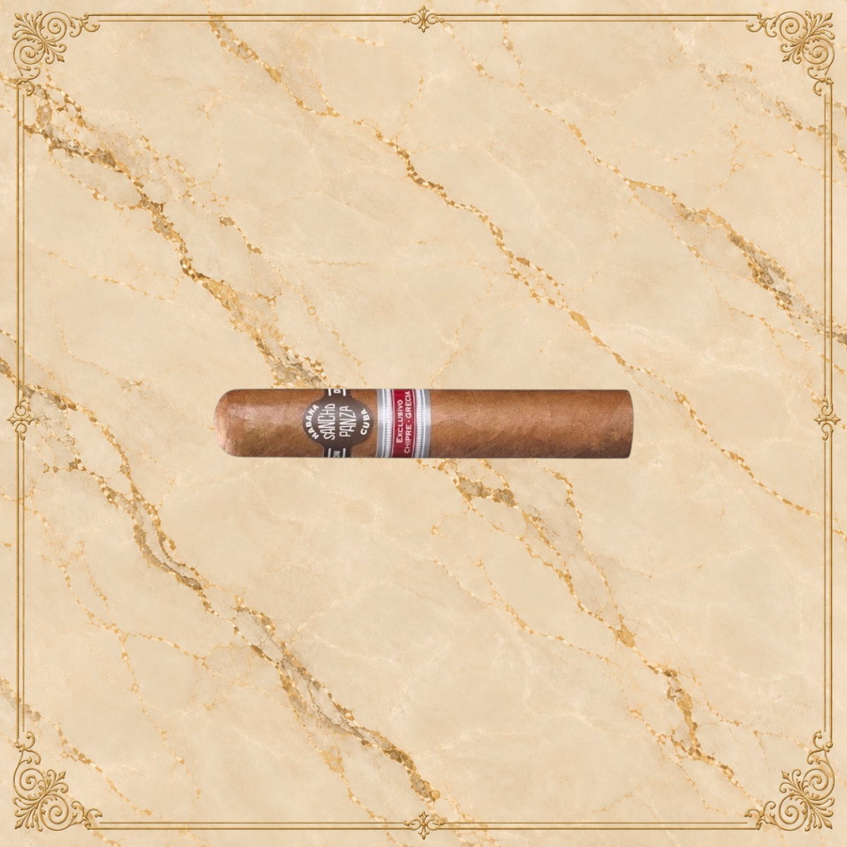 Arcadia Cigars Sancho Panza Omiros 2022 Grecia y Chipre regional edition cigar with detailed band on cream background