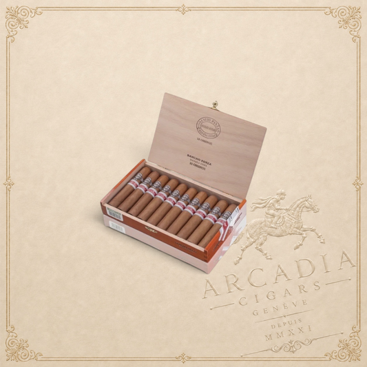 Arcadia Cigars box of ten Sancho Panza Omiros Edicion Regional Grecia y Chipre 2020 cigars with detailed bands