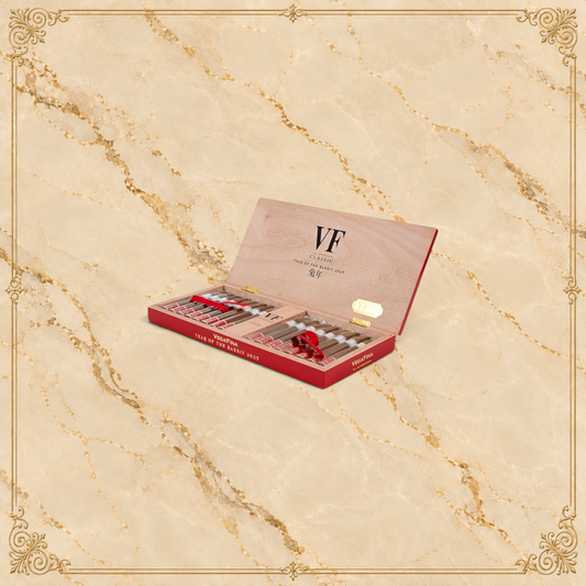 Arcadia Cigars VegaFina Torpedos Year of the Rabbit 2023 limited edition cigar box with red and wood finish