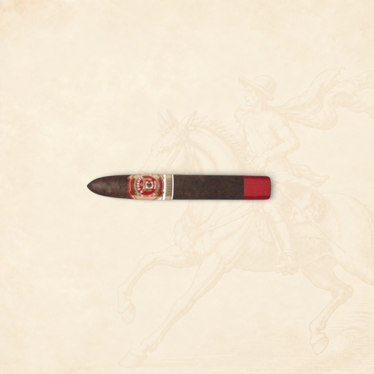 Arcadia Cigars Arturo Fuente Añejo No. 77 Shark cigar with a dark Connecticut Broadleaf Maduro wrapper and red band.