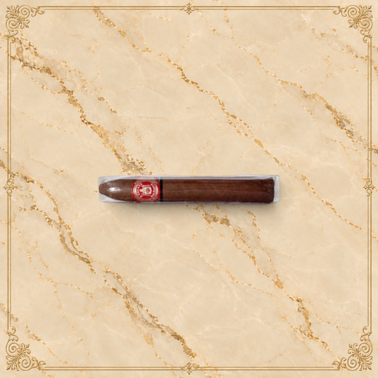 Arcadia Cigars Arturo Fuente Don Carlos Belicoso cigar with an African Cameroon wrapper in cellophane packaging
