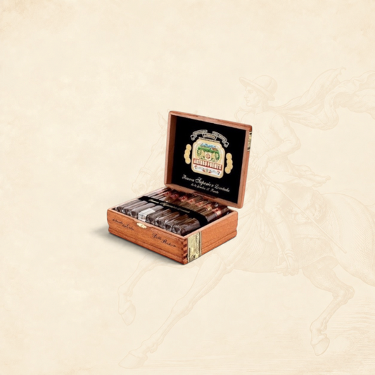 Arcadia Cigars open wooden box of Arturo Fuente Don Carlos Double Robusto cigars with African Cameroon wrappers.