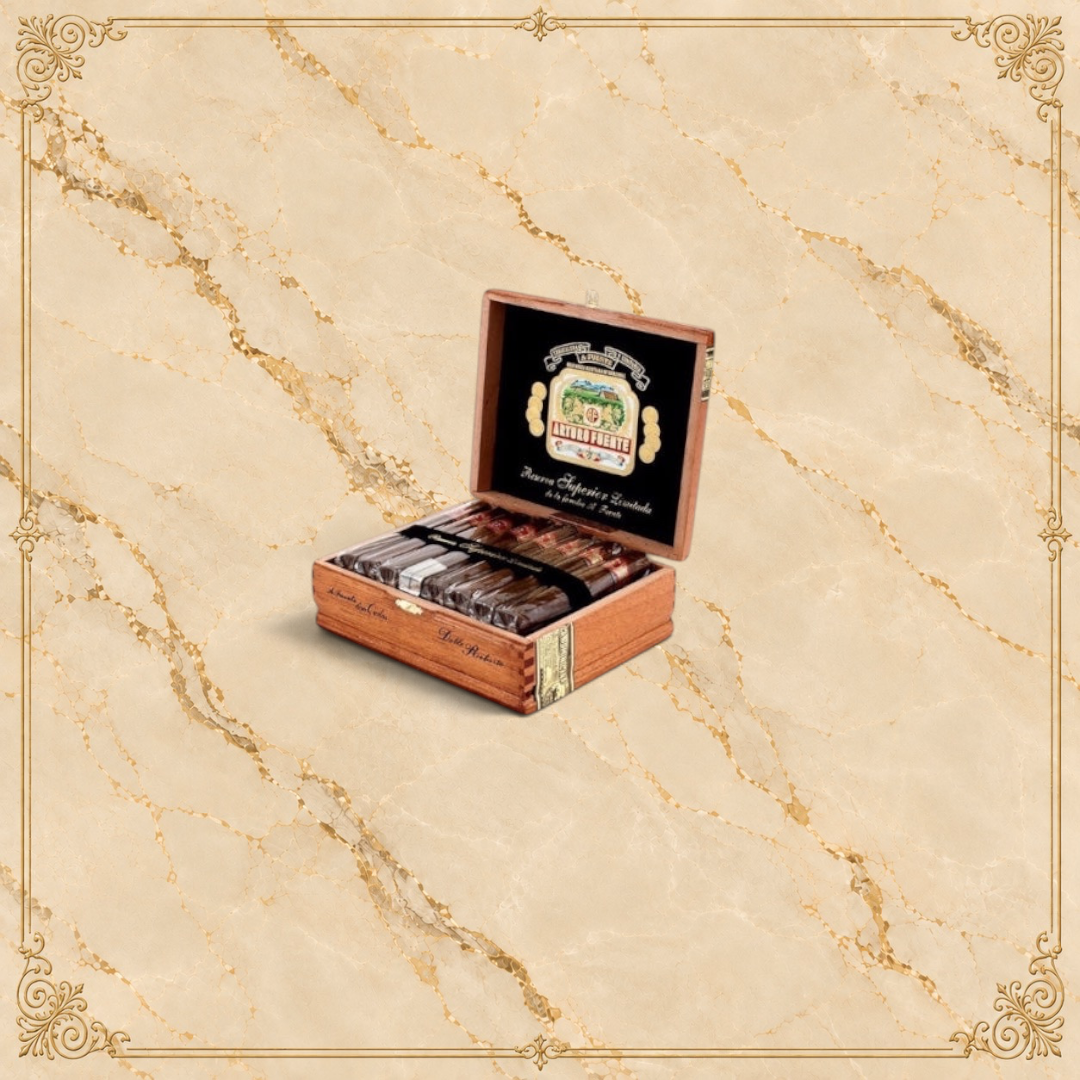 Arcadia Cigars open wooden box of Arturo Fuente Don Carlos Double Robusto cigars with African Cameroon wrappers.
