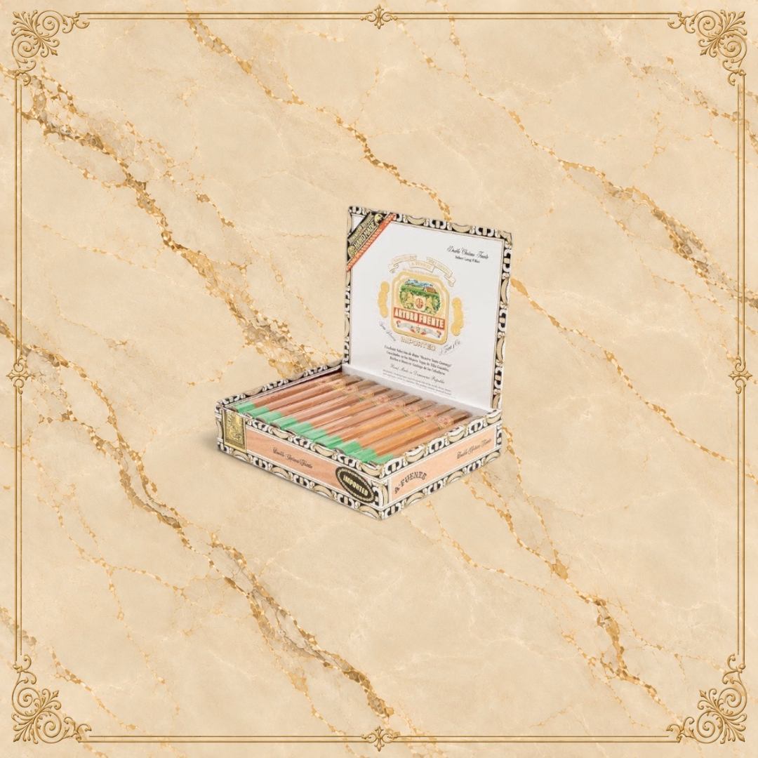 Arcadia Cigars Arturo Fuente Chateau Fuente Double Chateau cigar box with cedar sleeves on a cream background