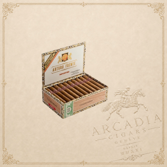Arcadia Cigars Arturo Fuente Especiales Cazadores box of 10 Dominican cigars with Ecuadorian Habano wrappers.
