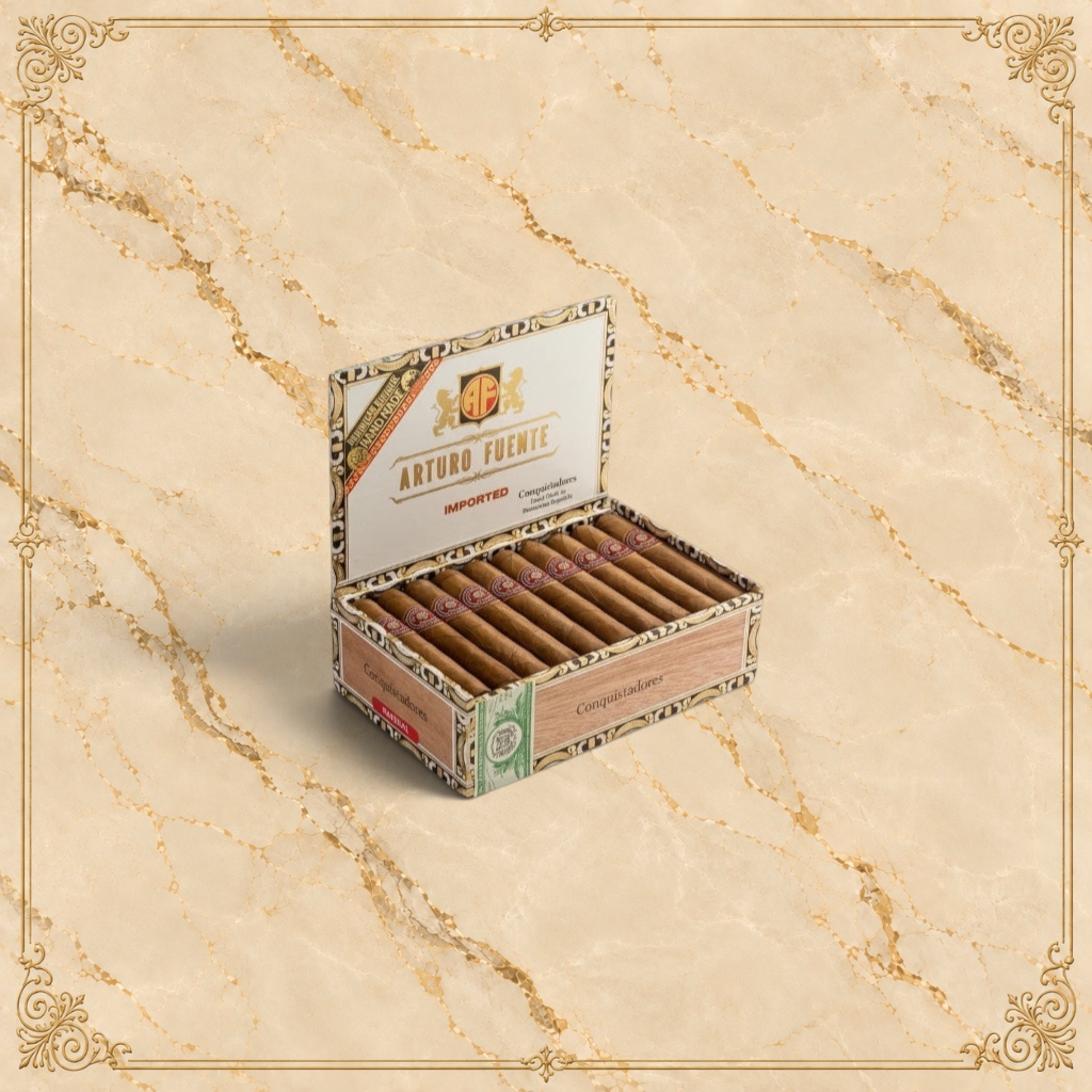 Arcadia Cigars Arturo Fuente Especiales Cazadores box of 10 Dominican cigars with Ecuadorian Habano wrappers.
