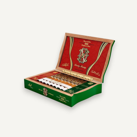 Arcadia Cigars Arturo Fuente Opus X 2020 Sol D’Amor limited edition cigars in a wooden box. Robusto Especial vitola.