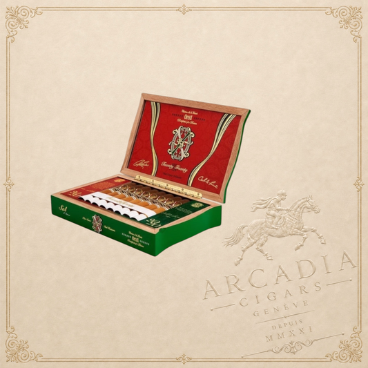 Arcadia Cigars Arturo Fuente Opus X 2020 Sol D’Amor limited edition cigars in a wooden box. Robusto Especial vitola.